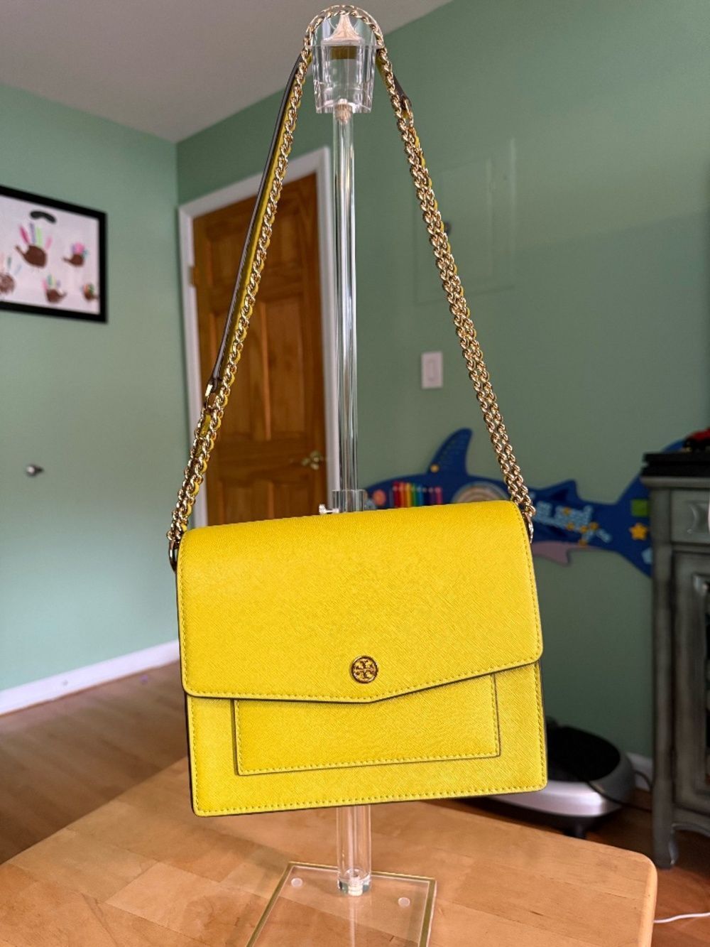 Tory Burch Convertible Robinson Saffiano Leather Crossbody Lime Green